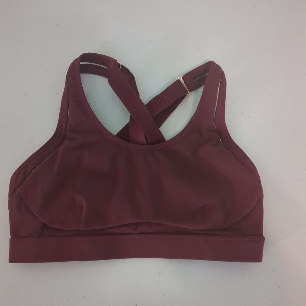 Fabletics Black Cherry Belle High Impact Sports Bra Racerback Scoop Neck S Small